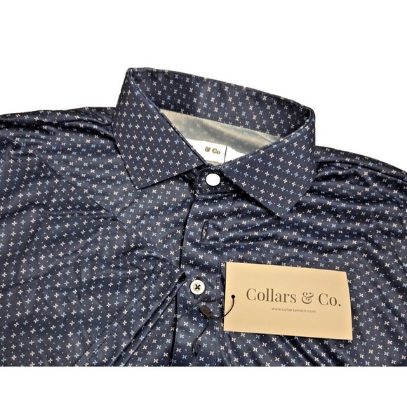 Collars & Co Other - NWT Collars & Co. Men’s S Los Cabos Blue Star Dress Collar Polo Shirt Semi Sprea